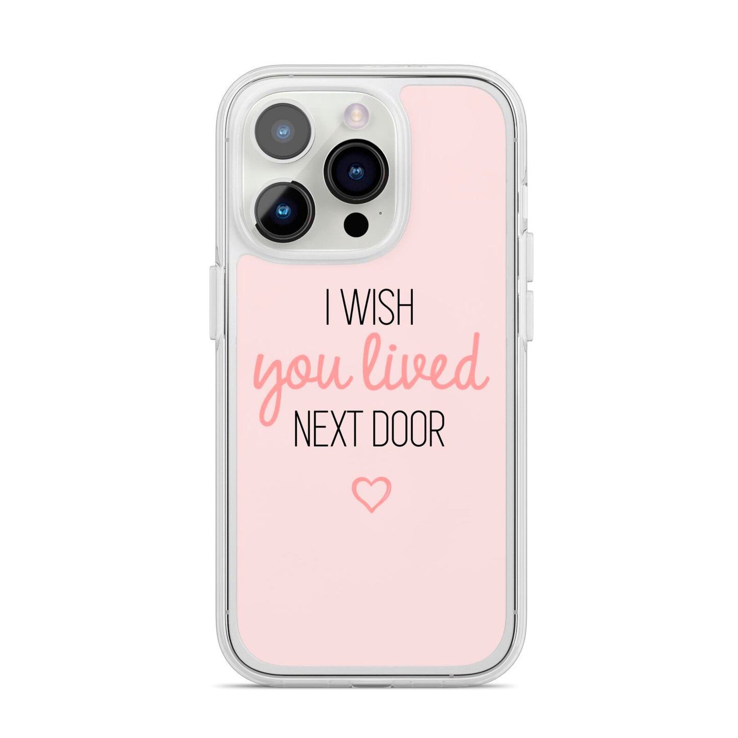 Pink Wish You Were Here iPhone 14 Pro Clear Tough Case Silver