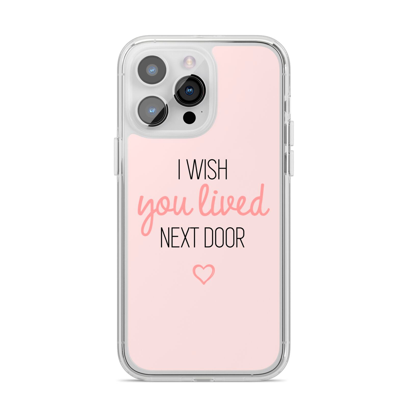 Pink Wish You Were Here iPhone 14 Pro Max Clear Tough Case Silver