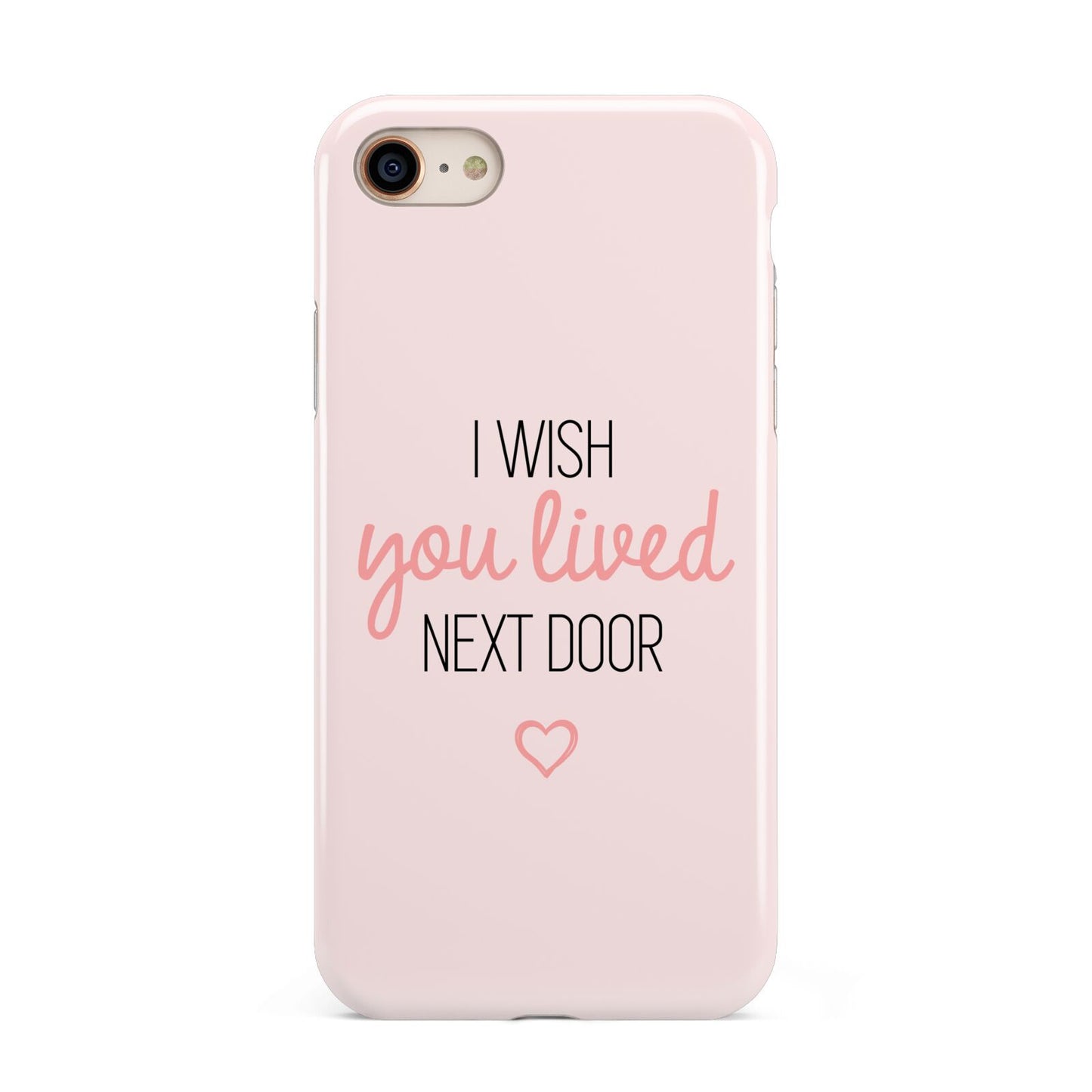 Pink Wish You Were Here iPhone 8 3D Tough Case on Gold Phone