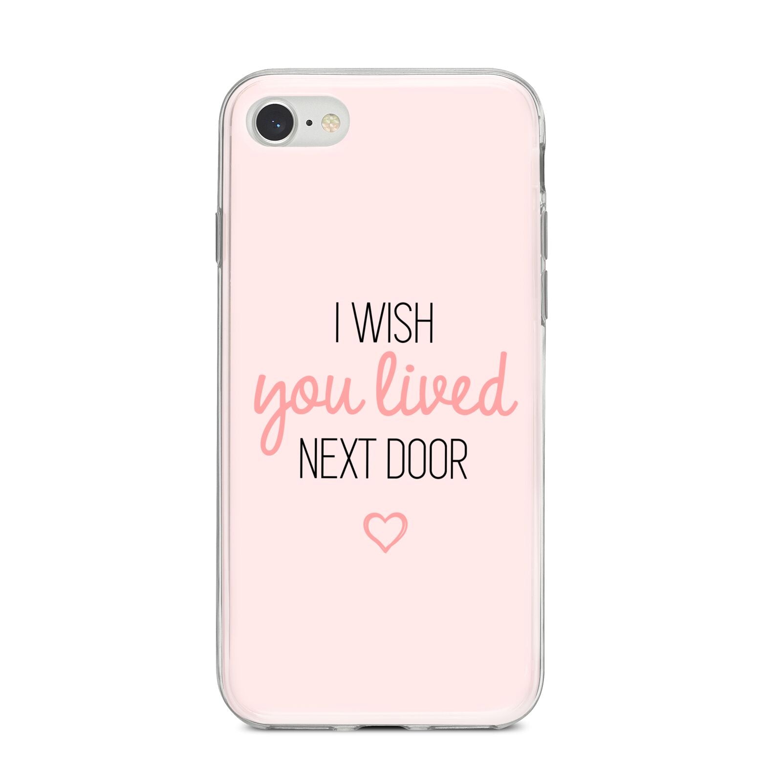 Pink Wish You Were Here iPhone 8 Bumper Case on Silver iPhone