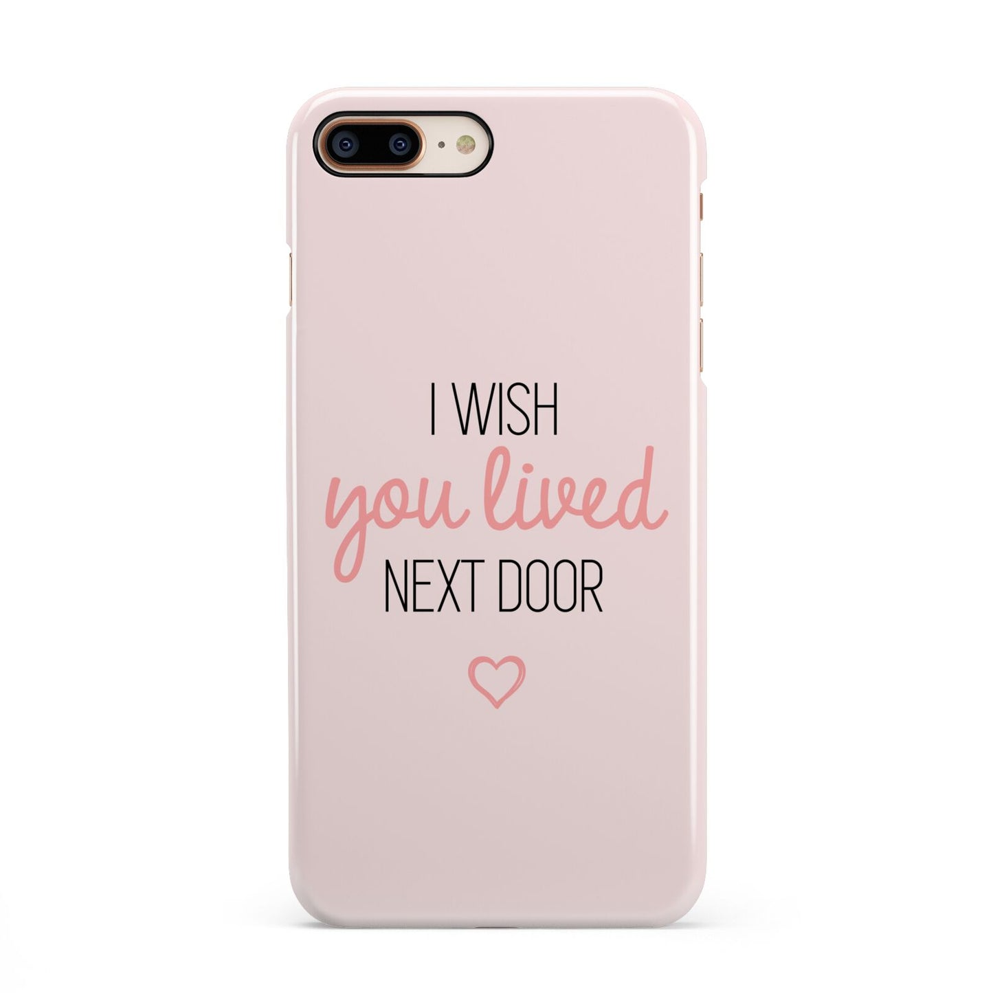 Pink Wish You Were Here iPhone 8 Plus 3D Snap Case on Gold Phone