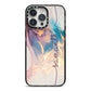 Pink and Blue Marble iPhone 14 Pro Max Black Impact Case on Silver phone