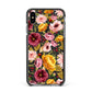 Pink and Mustard Floral Apple iPhone Xs Max Impact Case Black Edge on Black Phone