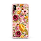 Pink and Mustard Floral Apple iPhone Xs Max Impact Case Pink Edge on Gold Phone