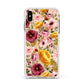 Pink and Mustard Floral Apple iPhone Xs Max Impact Case White Edge on Gold Phone