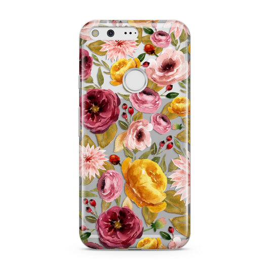 Pink and Mustard Floral Google Pixel Case