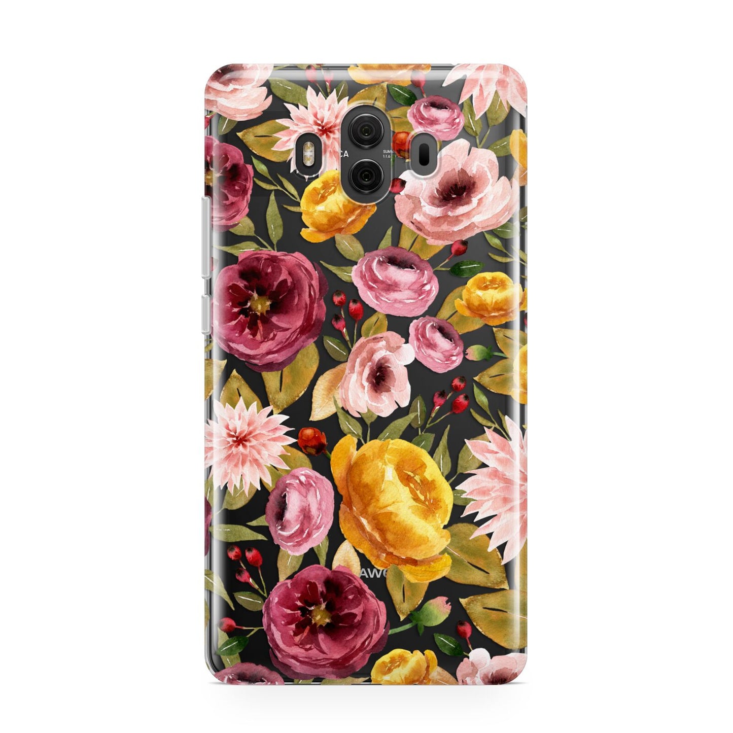 Pink and Mustard Floral Huawei Mate 10 Protective Phone Case