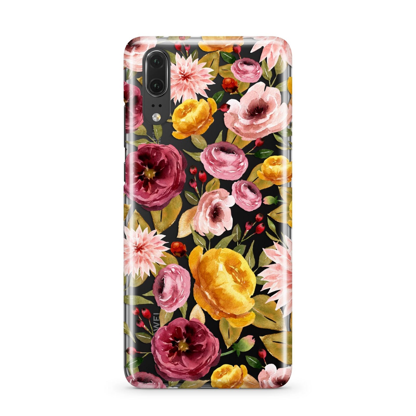 Pink and Mustard Floral Huawei P20 Phone Case