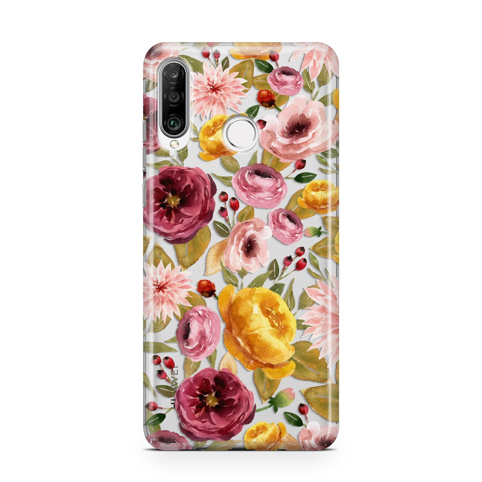 Pink and Mustard Floral Huawei P30 Lite Phone Case