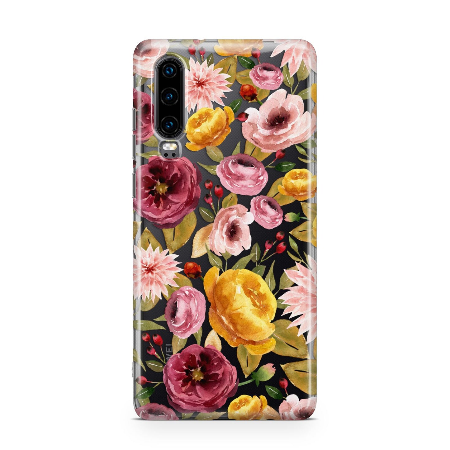 Pink and Mustard Floral Huawei P30 Phone Case