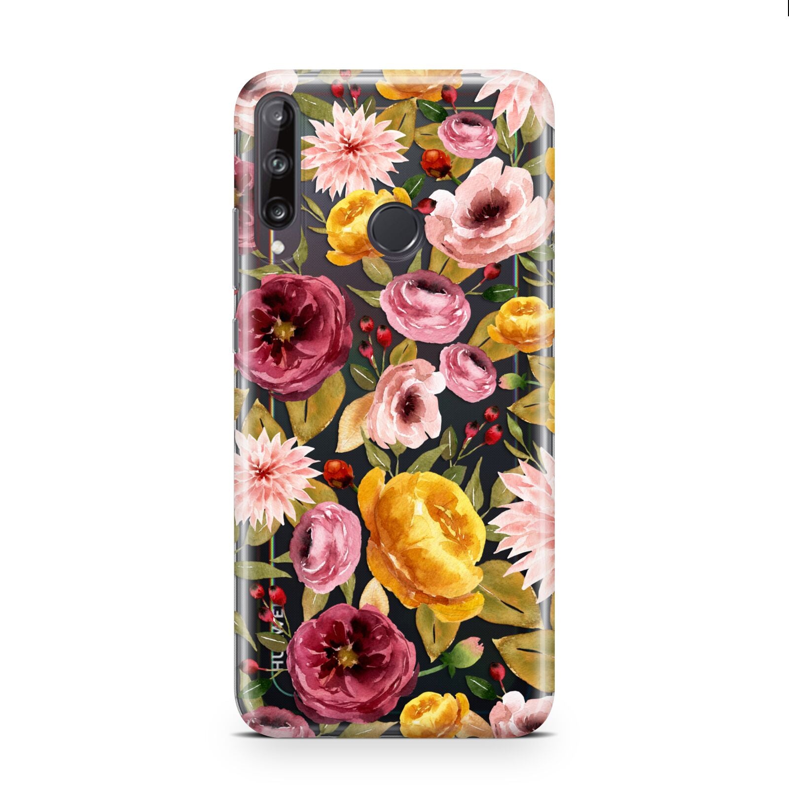 Pink and Mustard Floral Huawei P40 Lite E Phone Case