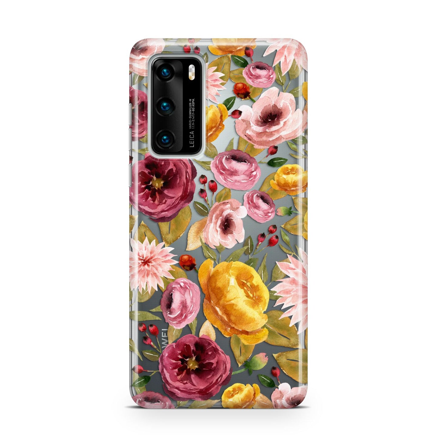 Pink and Mustard Floral Huawei P40 Phone Case