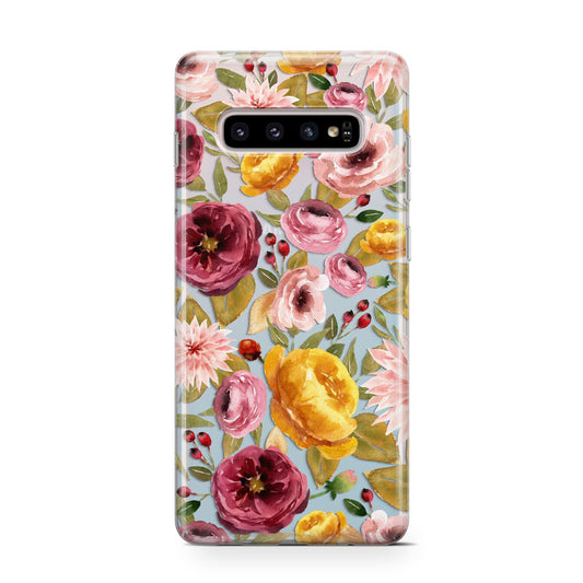 Pink and Mustard Floral Protective Samsung Galaxy Case