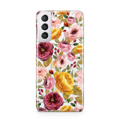 Pink and Mustard Floral Samsung S21 Case