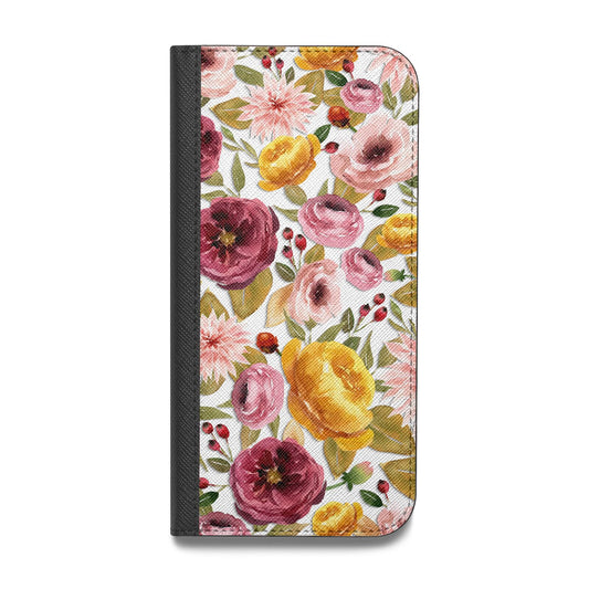 Pink and Mustard Floral Vegan Leather Flip iPhone Case