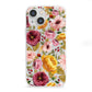 Pink and Mustard Floral iPhone 13 Mini Clear Bumper Case