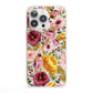 Pink and Mustard Floral iPhone 13 Pro Clear Bumper Case