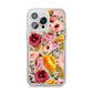 Pink and Mustard Floral iPhone 14 Pro Max Clear Tough Case Silver