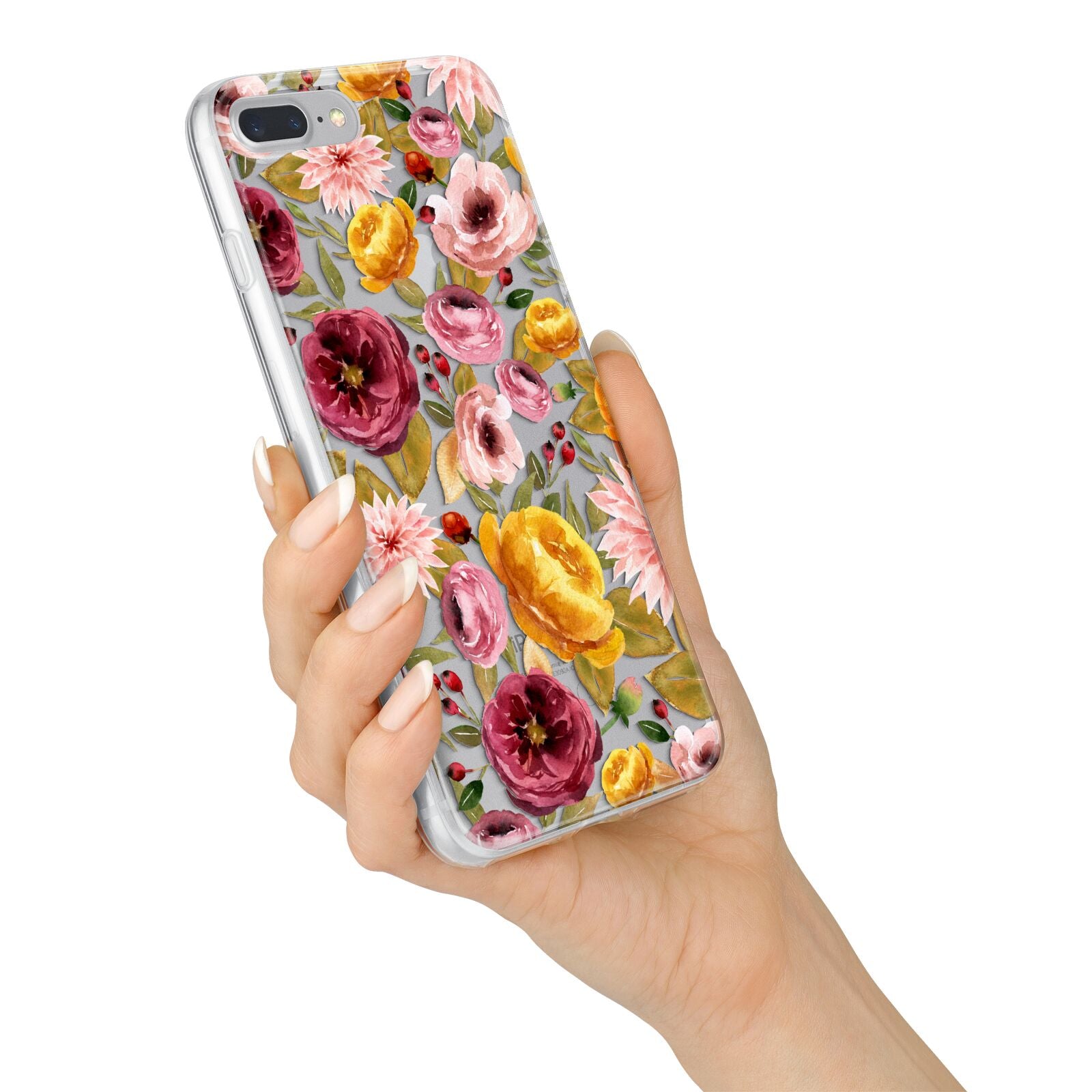 Pink and Mustard Floral iPhone 7 Plus Bumper Case on Silver iPhone Alternative Image