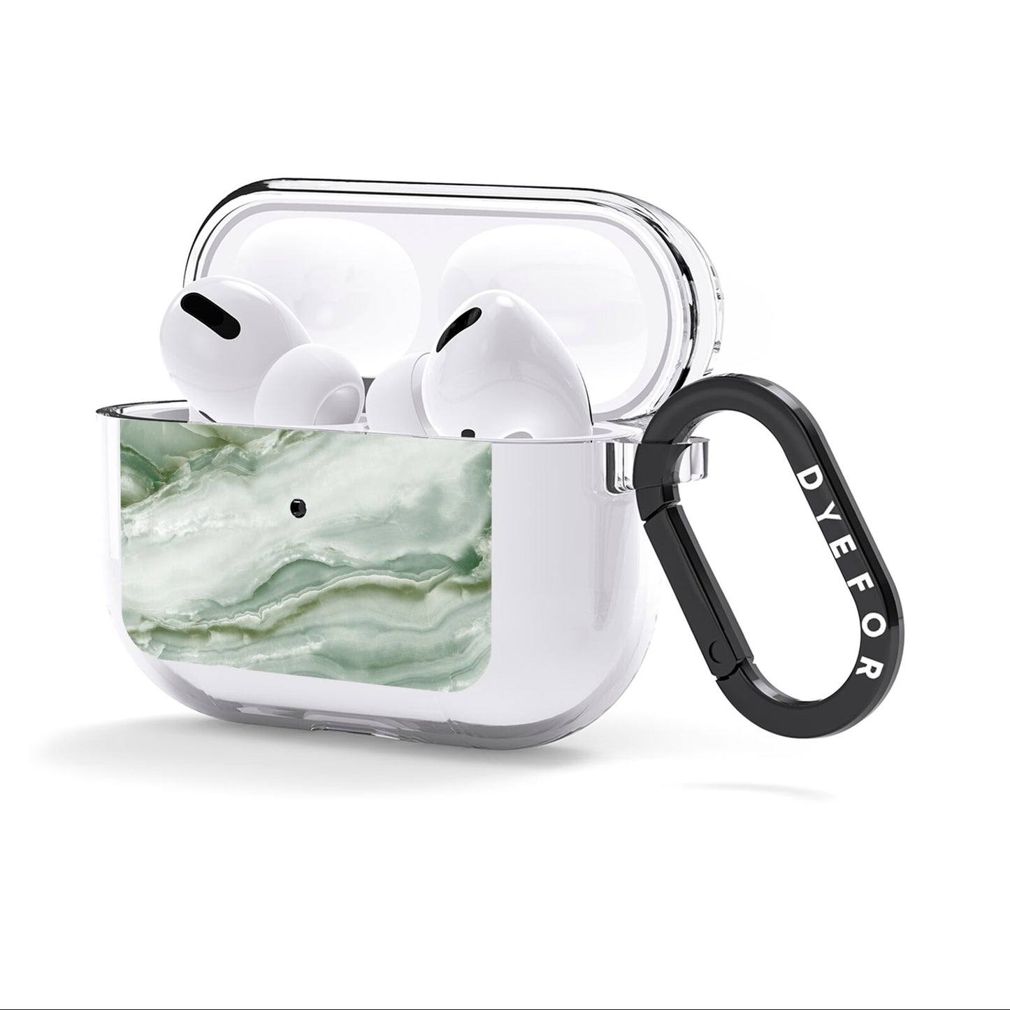 Pistachio Green Marble AirPods Clear Case 3rd Gen Side Image