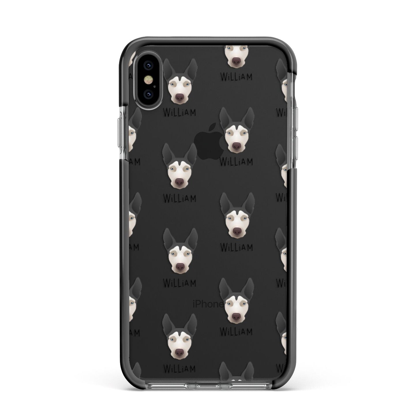 Pitsky Icon with Name Apple iPhone Xs Max Impact Case Black Edge on Black Phone