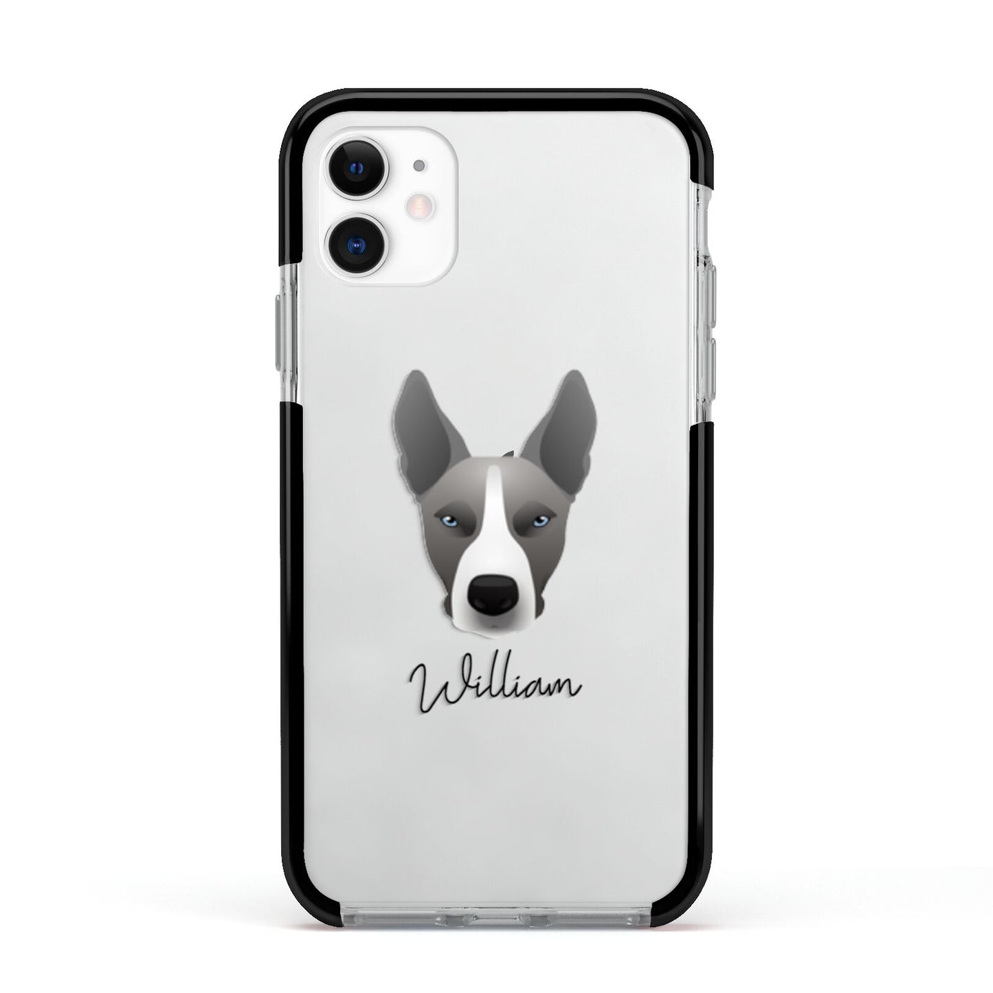 Pitsky Personalised Apple iPhone 11 in White with Black Impact Case