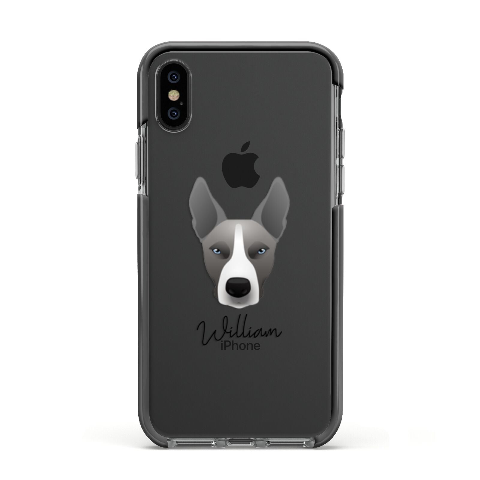 Pitsky Personalised Apple iPhone Xs Impact Case Black Edge on Black Phone