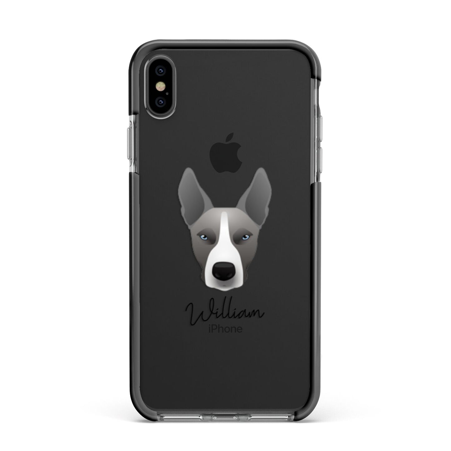 Pitsky Personalised Apple iPhone Xs Max Impact Case Black Edge on Black Phone