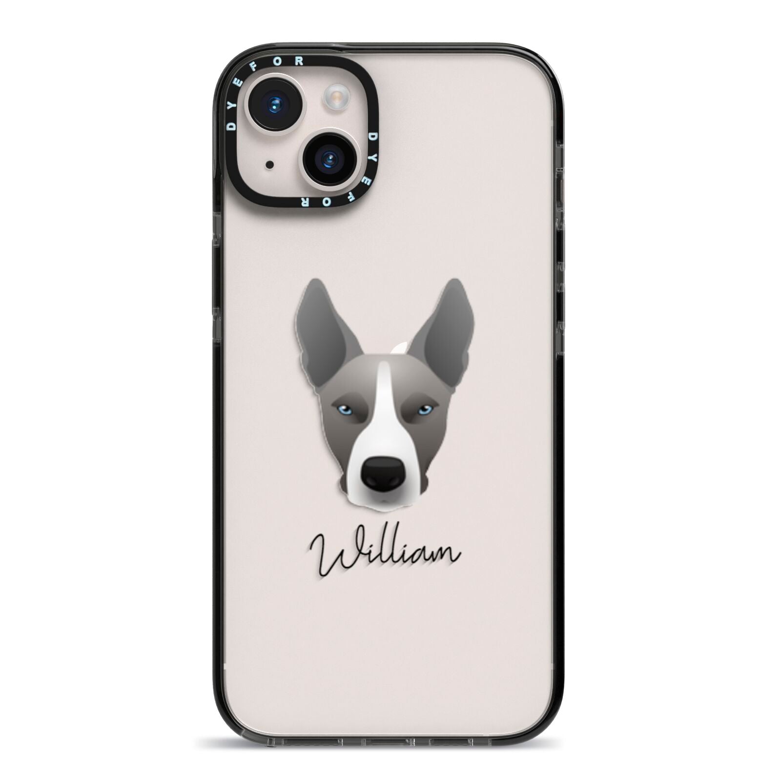 Pitsky Personalised iPhone 14 Plus Black Impact Case on Silver phone