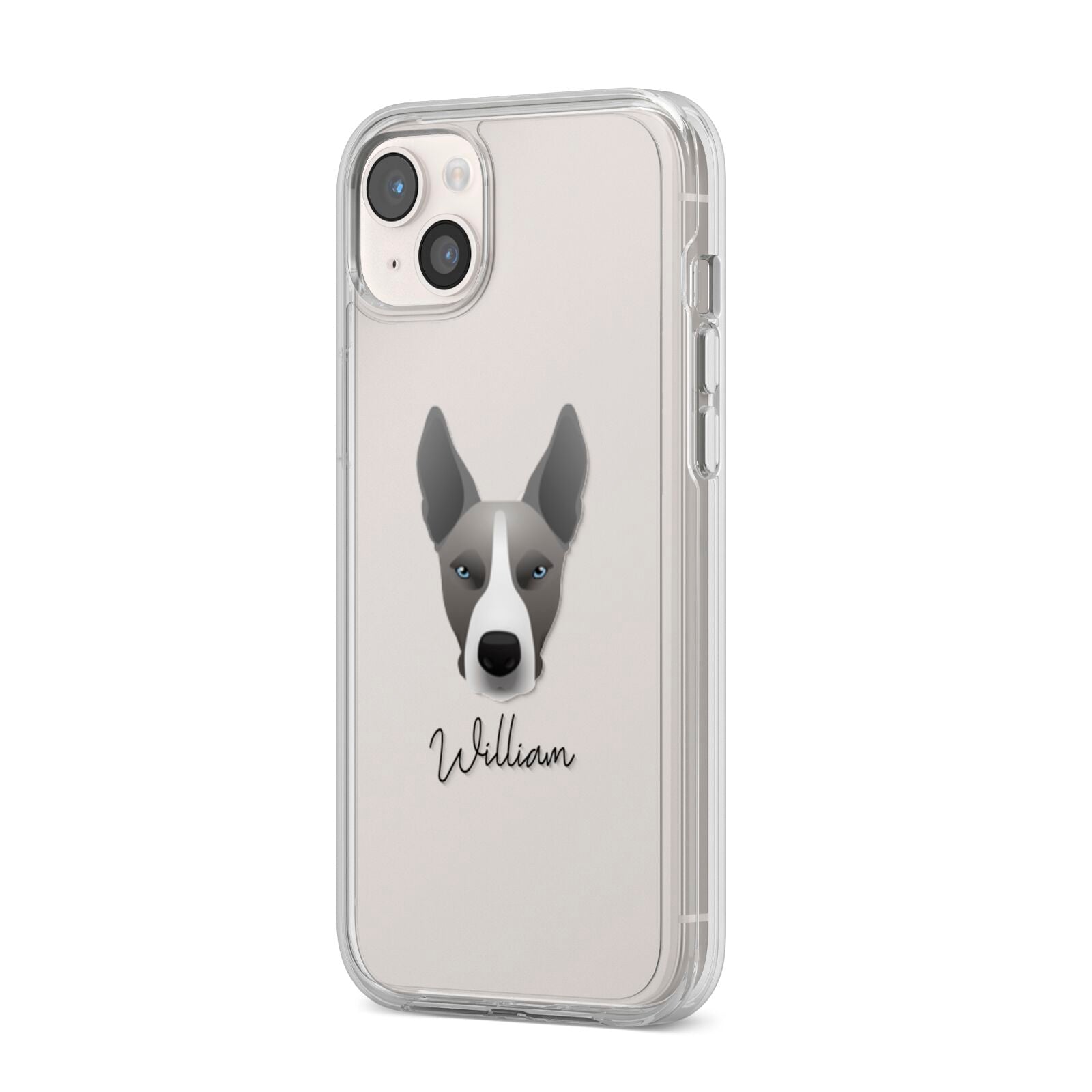 Pitsky Personalised iPhone 14 Plus Clear Tough Case Starlight Angled Image