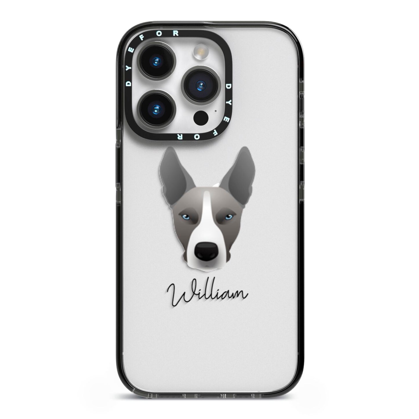 Pitsky Personalised iPhone 14 Pro Black Impact Case on Silver phone