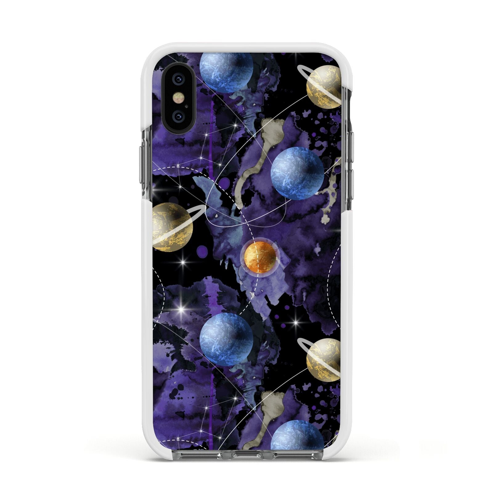 Planet Apple iPhone Xs Impact Case White Edge on Black Phone