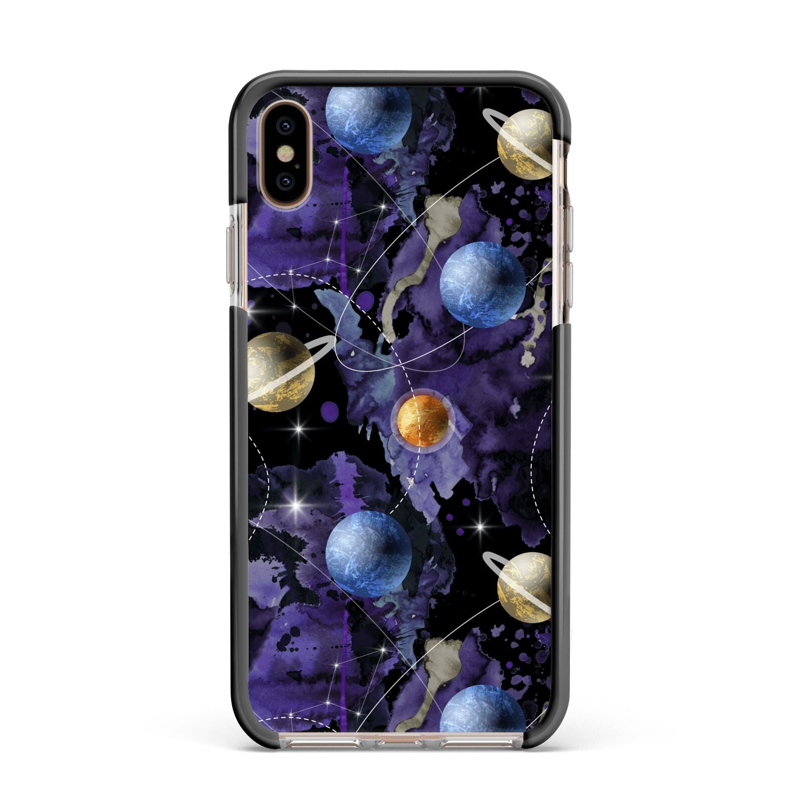 Planet Apple iPhone Xs Max Impact Case Black Edge on Gold Phone