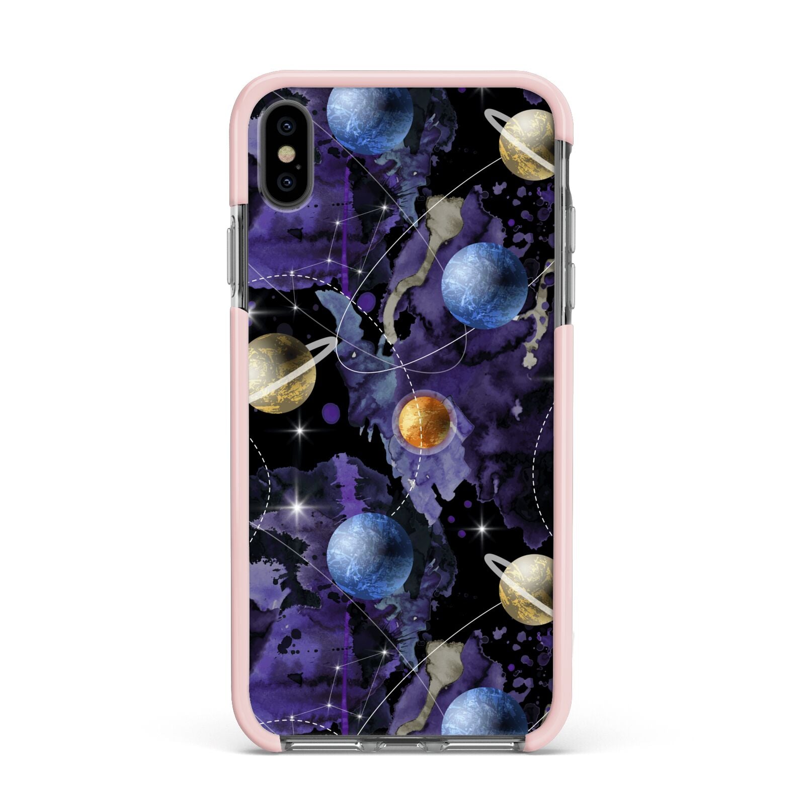 Planet Apple iPhone Xs Max Impact Case Pink Edge on Black Phone