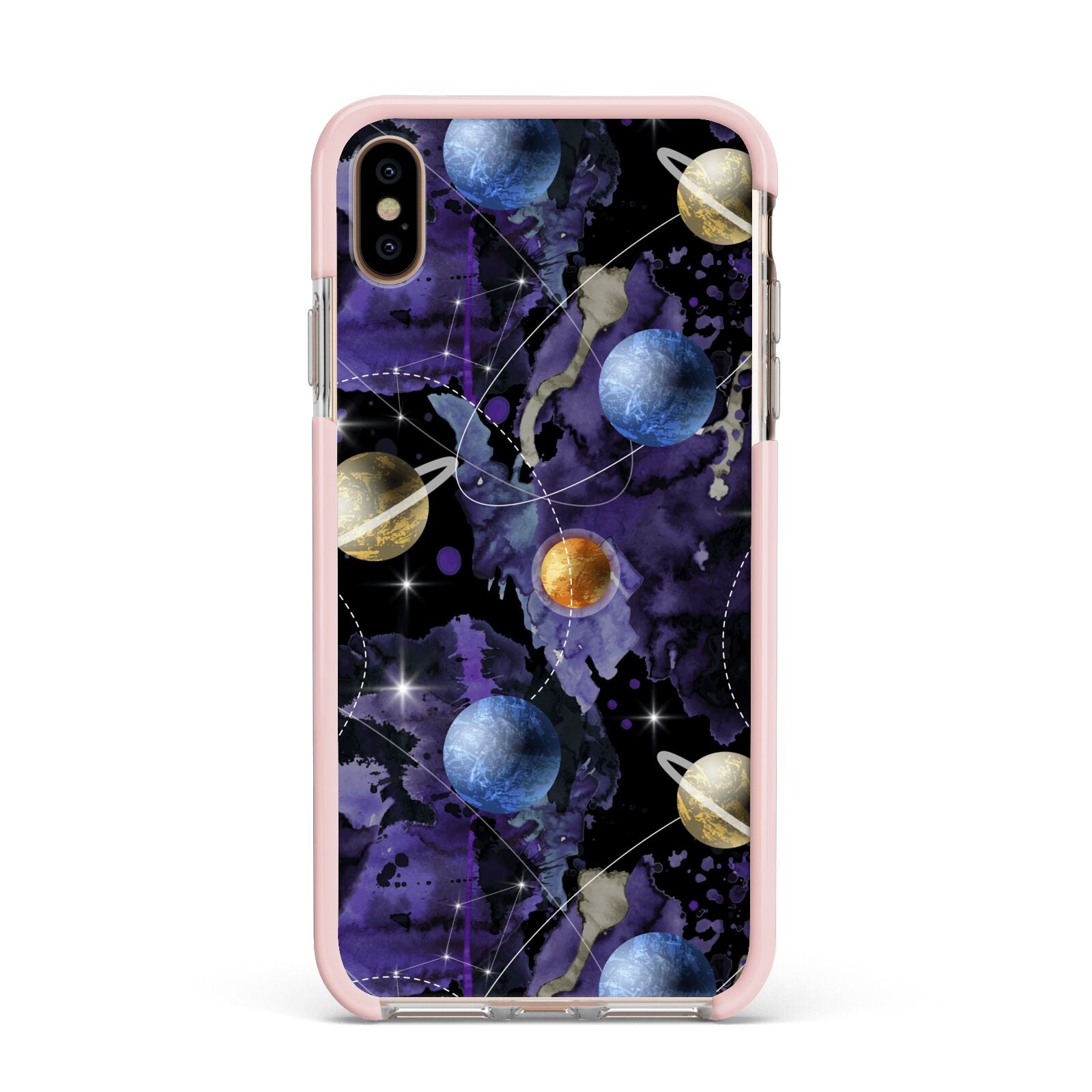 Planet Apple iPhone Xs Max Impact Case Pink Edge on Gold Phone