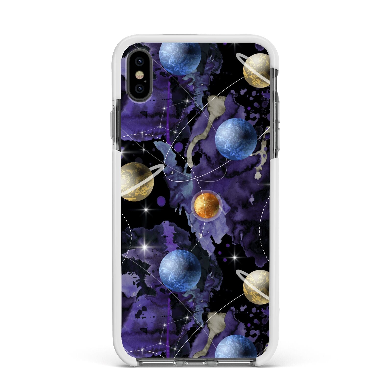 Planet Apple iPhone Xs Max Impact Case White Edge on Black Phone