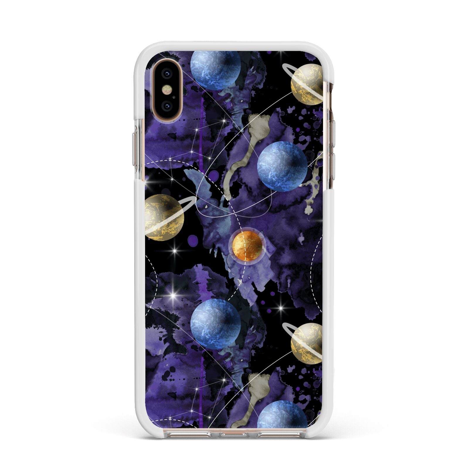 Planet Apple iPhone Xs Max Impact Case White Edge on Gold Phone