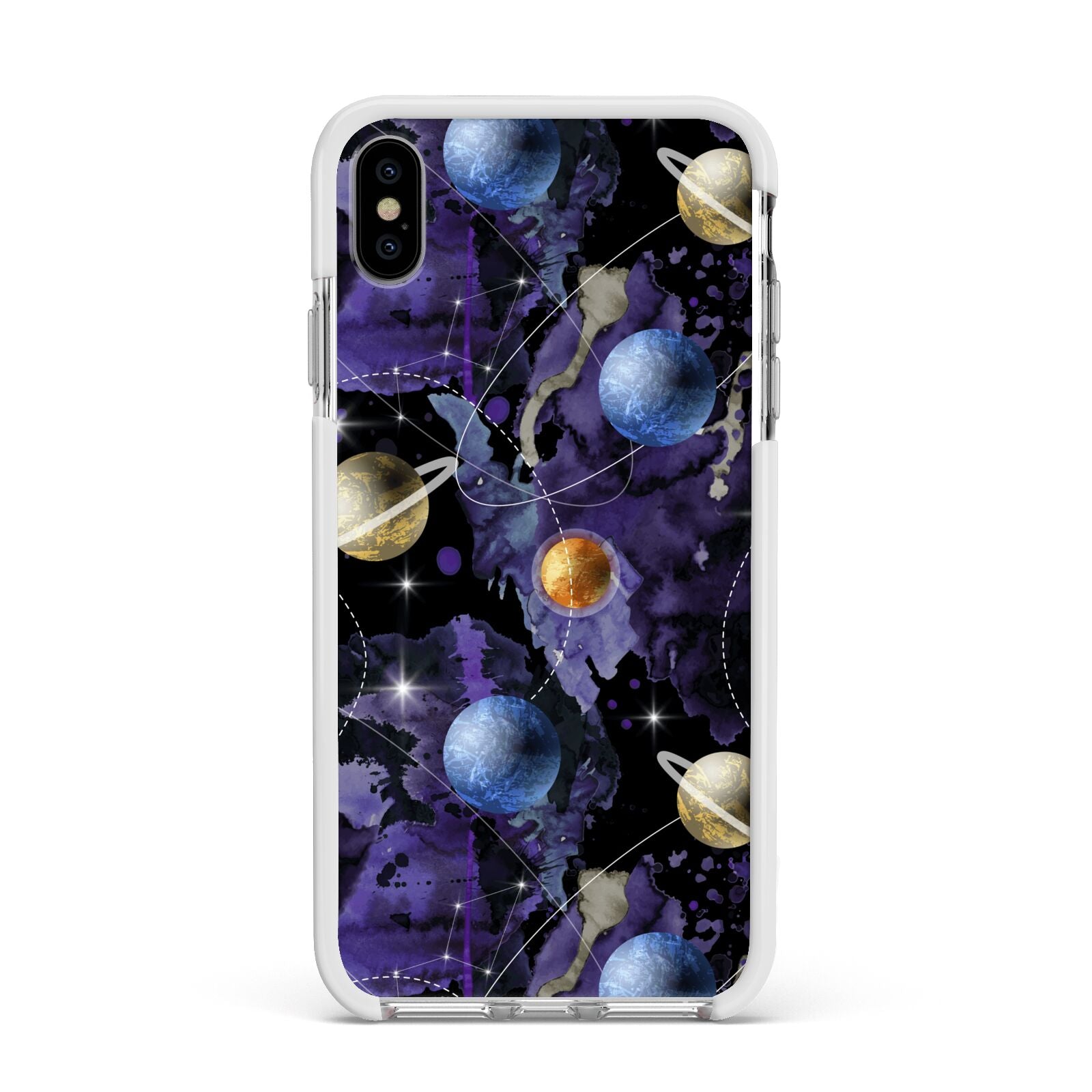 Planet Apple iPhone Xs Max Impact Case White Edge on Silver Phone