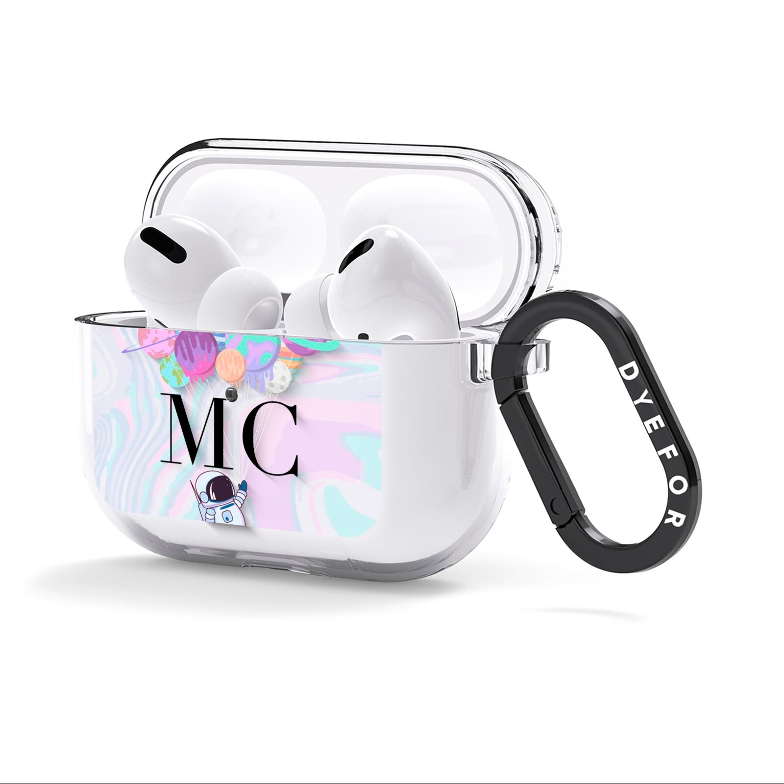 Planet Balloons with Initials AirPods Clear Case 3rd Gen Side Image