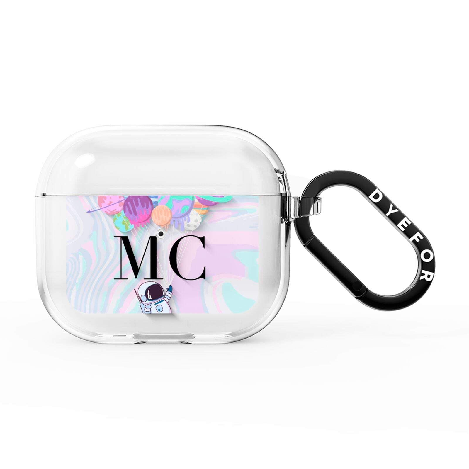 Planet Balloons with Initials AirPods Clear Case 3rd Gen
