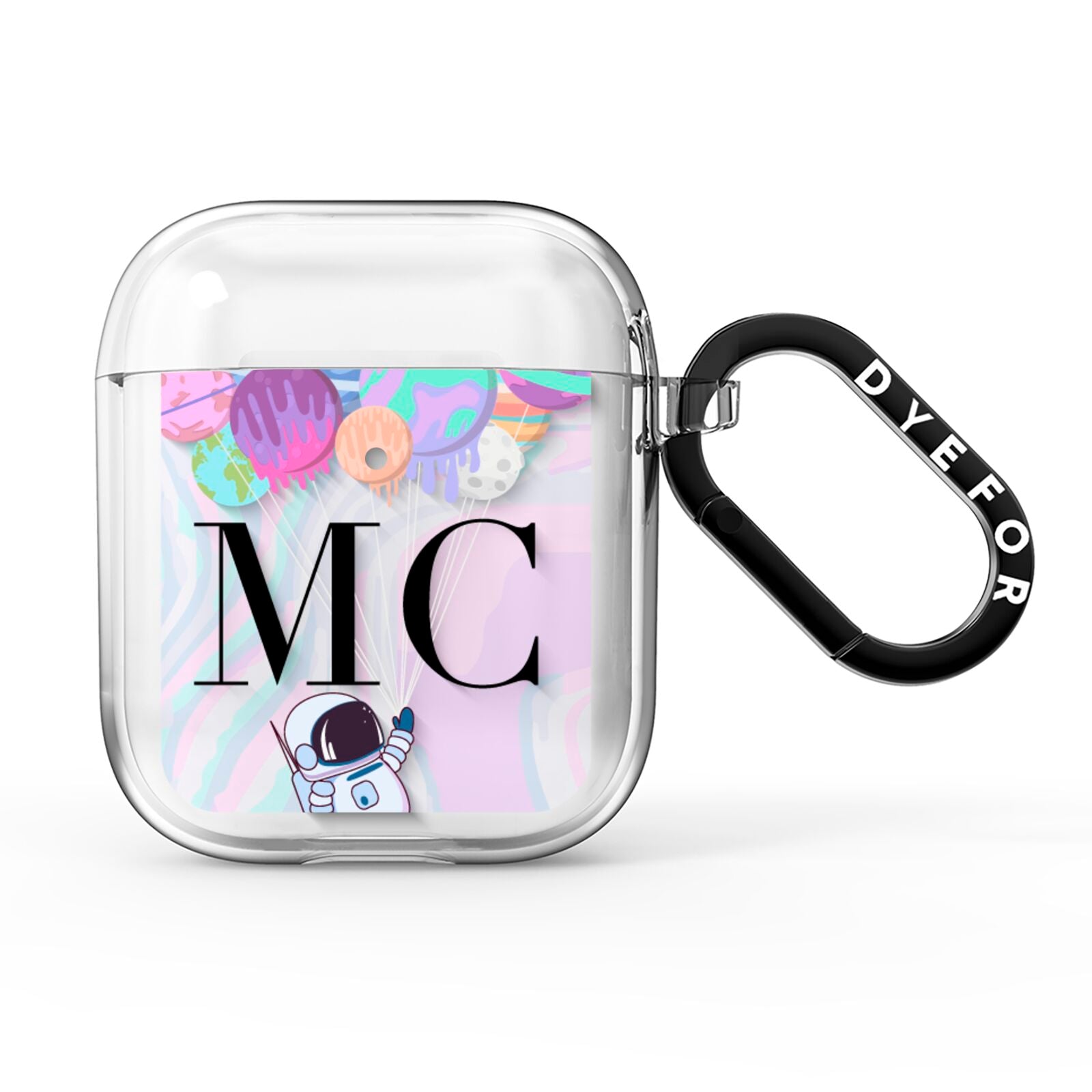 Planet Balloons with Initials AirPods Clear Case