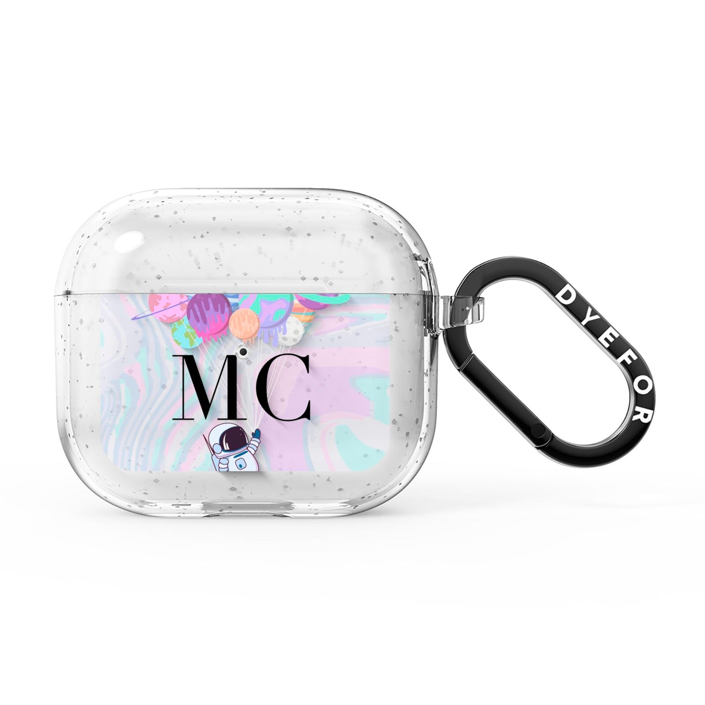 Planet Balloons with Initials AirPods Glitter Case 3rd Gen