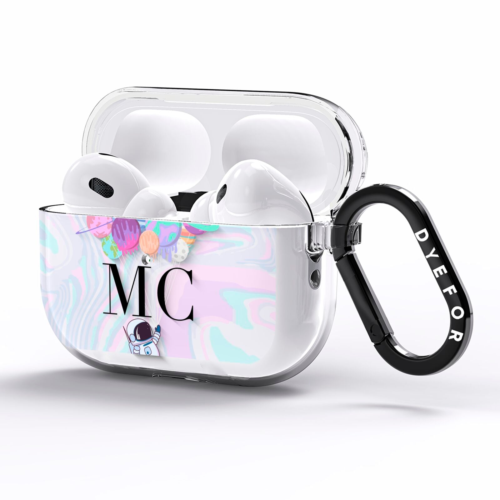 Planet Balloons with Initials AirPods Pro Clear Case Side Image