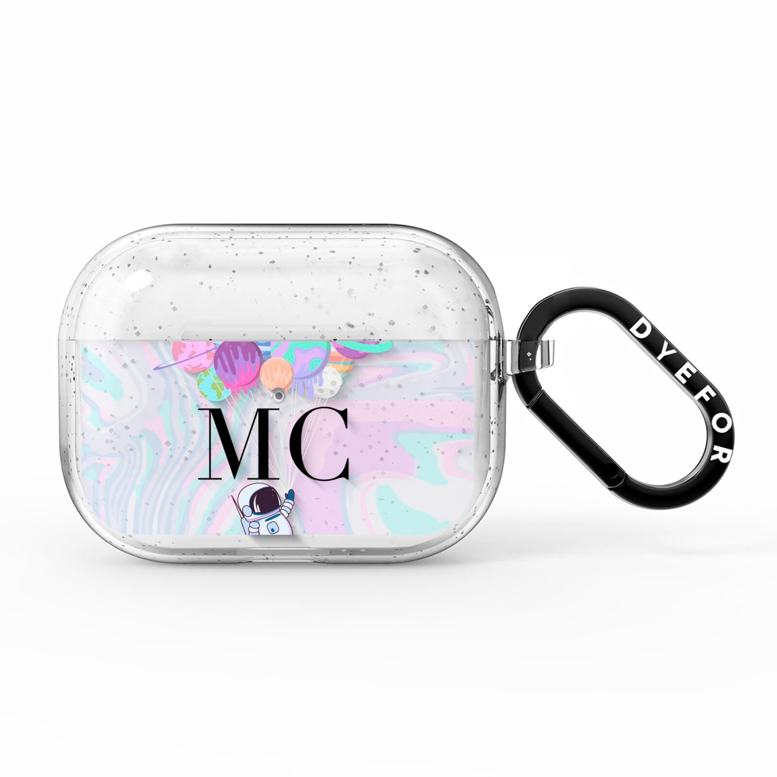 Planet Balloons with Initials AirPods Pro Glitter Case