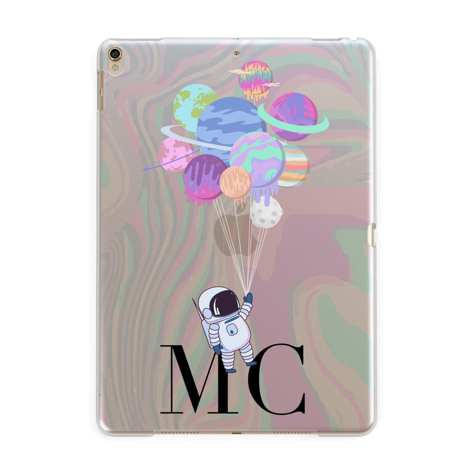 Planet Balloons with Initials Apple iPad Gold Case