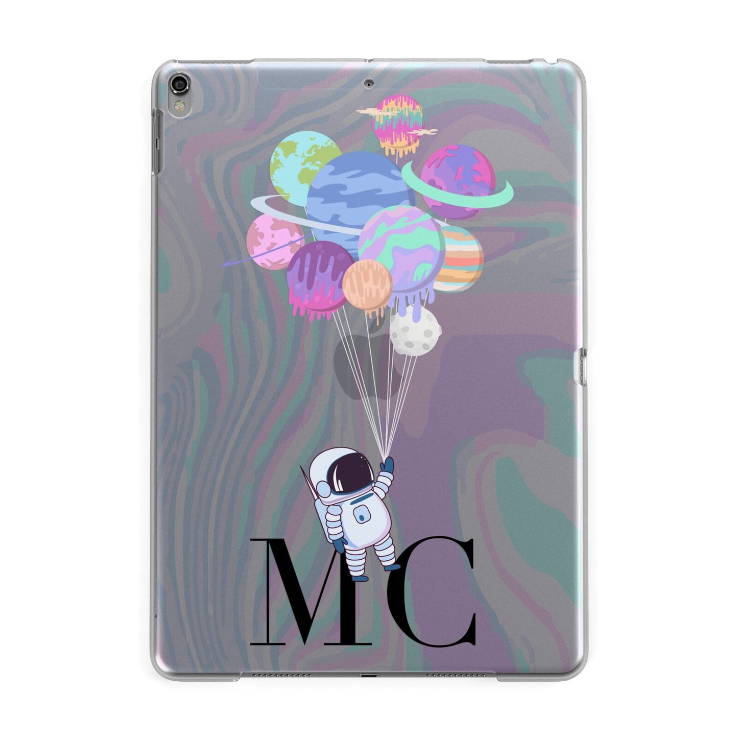 Planet Balloons with Initials Apple iPad Grey Case