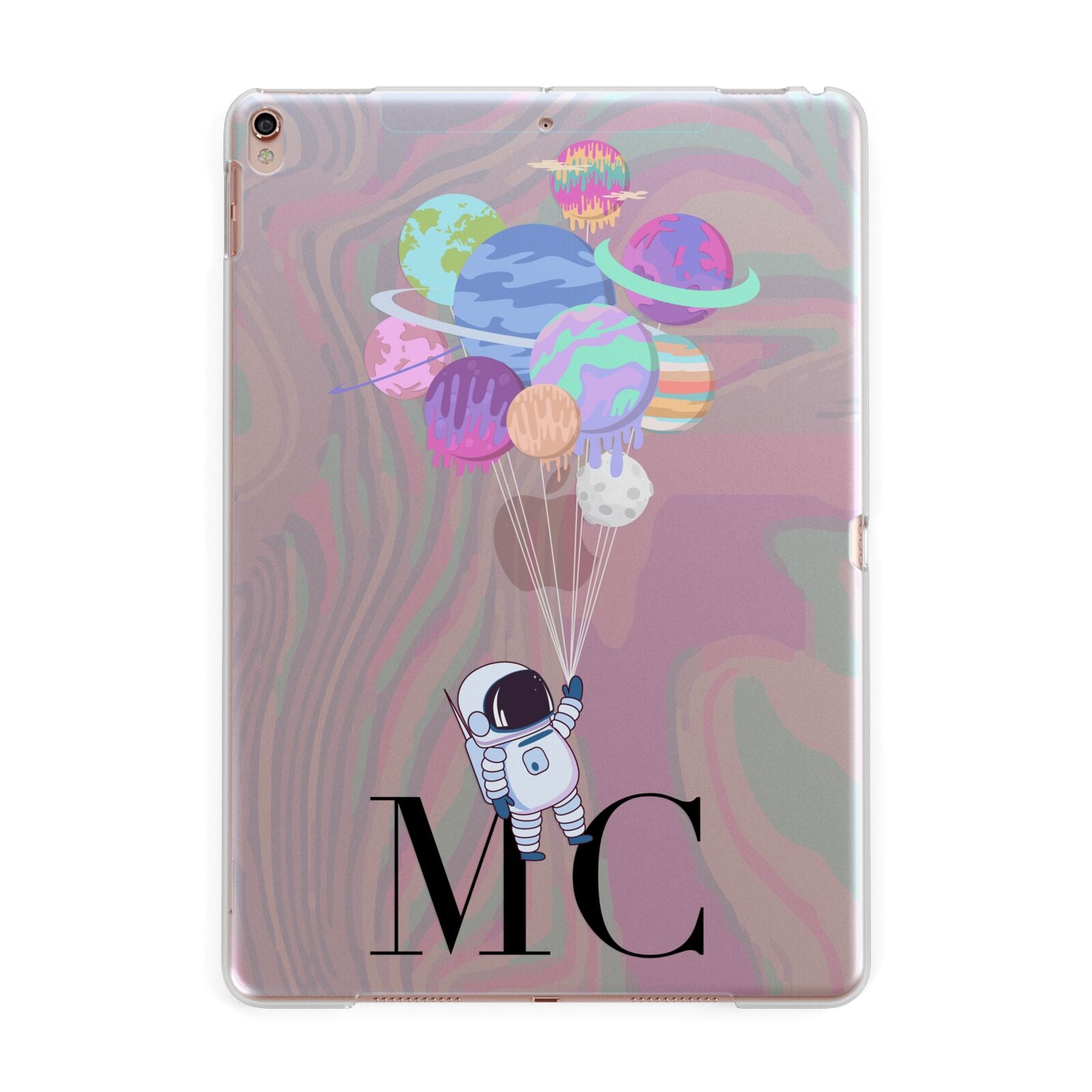 Planet Balloons with Initials Apple iPad Rose Gold Case