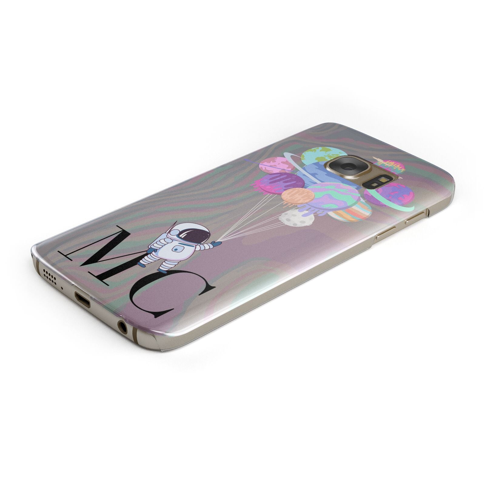 Planet Balloons with Initials Protective Samsung Galaxy Case Angled Image