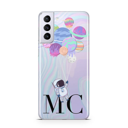 Planet Balloons with Initials Samsung S21 Plus Phone Case