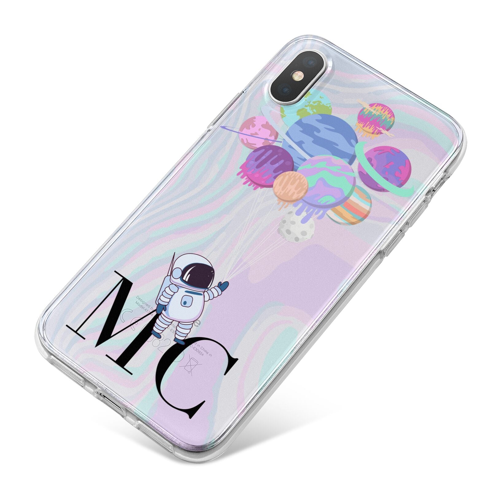 Planet Balloons with Initials iPhone X Bumper Case on Silver iPhone